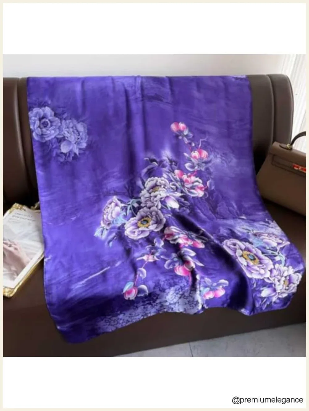 Silk Feel Scarf Wrap Pashmina Shawl Lightweight Floral Evening Wedding